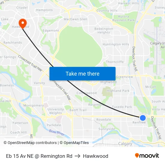 Eb 15 Av NE @ Remington Rd to Hawkwood map
