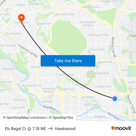 Eb Regal Cr @ 7 St NE to Hawkwood map