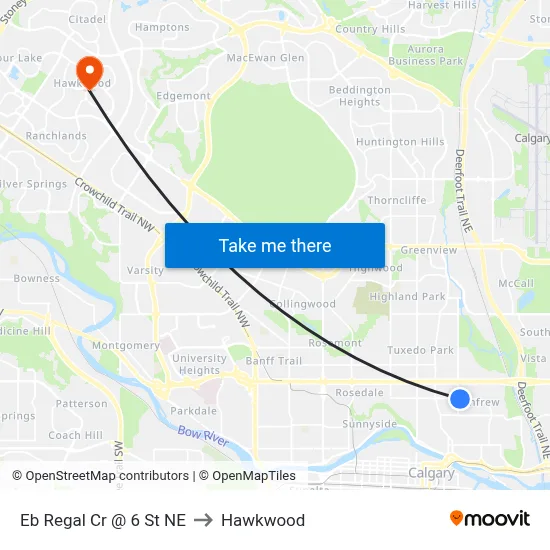Eb Regal Cr @ 6 St NE to Hawkwood map