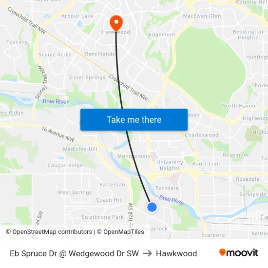 Eb Spruce Dr @ Wedgewood Dr SW to Hawkwood map