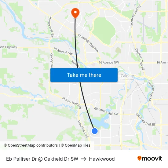 Eb Palliser Dr @ Oakfield Dr SW to Hawkwood map