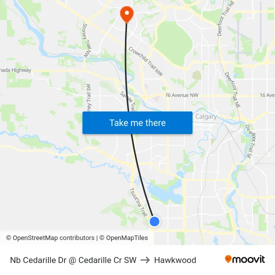 Nb Cedarille Dr @ Cedarille Cr SW to Hawkwood map