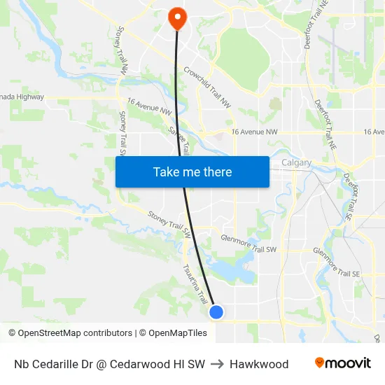 Nb Cedarille Dr @ Cedarwood Hl SW to Hawkwood map