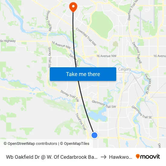 Wb Oakfield Dr @ W. Of Cedarbrook Ba SW to Hawkwood map