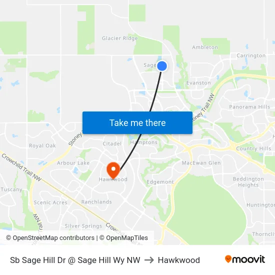 Sb Sage Hill Dr @ Sage Hill Wy NW to Hawkwood map