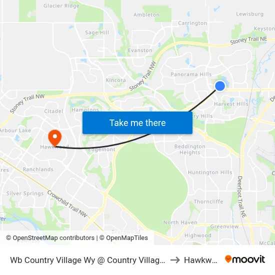 Wb Country Village Wy @ Country Village Cv NE to Hawkwood map