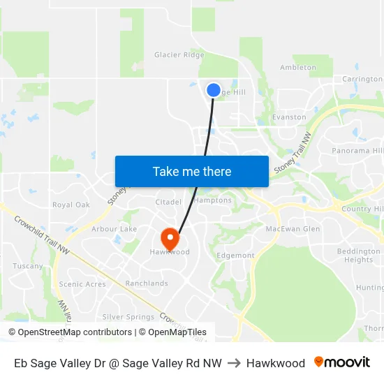 Eb Sage Valley Dr @ Sage Valley Rd NW to Hawkwood map
