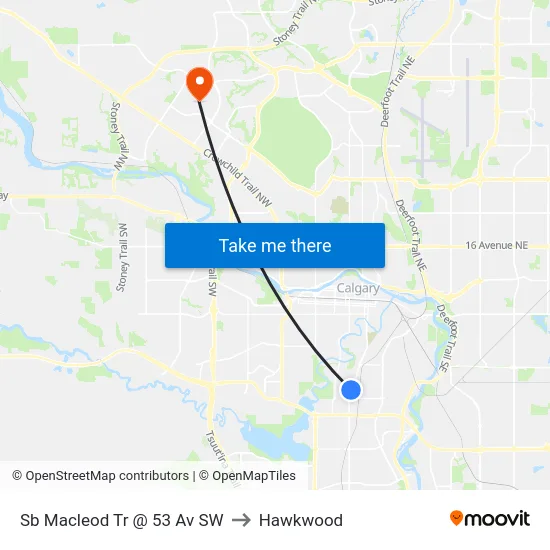 Sb Macleod Tr @  53 Av SW to Hawkwood map