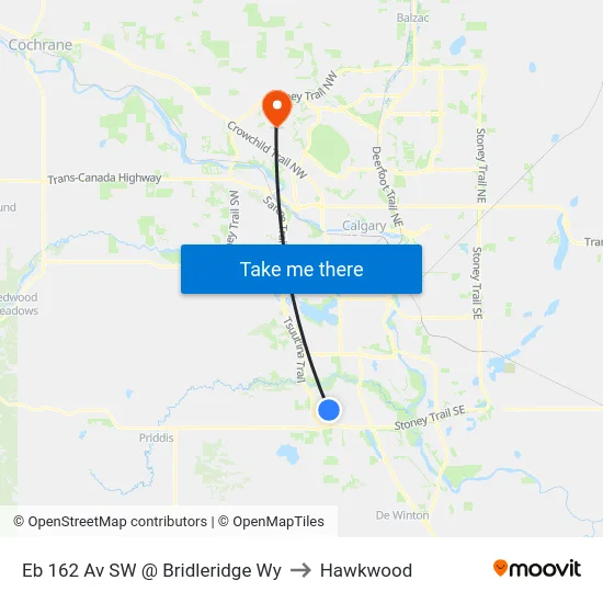 Eb 162 Av SW @ Bridleridge Wy to Hawkwood map