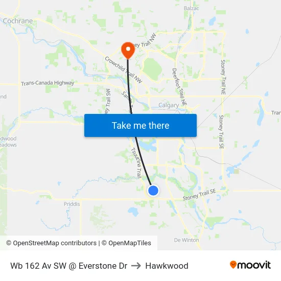 Wb 162 Av SW @ Everstone Dr to Hawkwood map