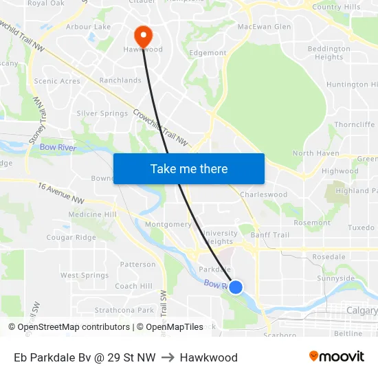 Eb Parkdale Bv @ 29 St NW to Hawkwood map
