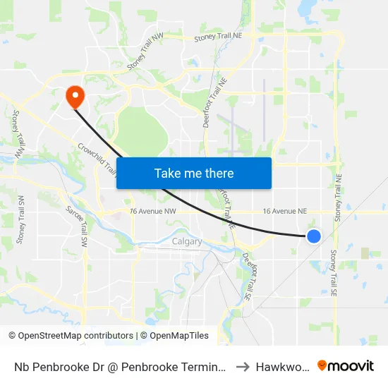 Nb Penbrooke Dr @ Penbrooke Terminal SE to Hawkwood map