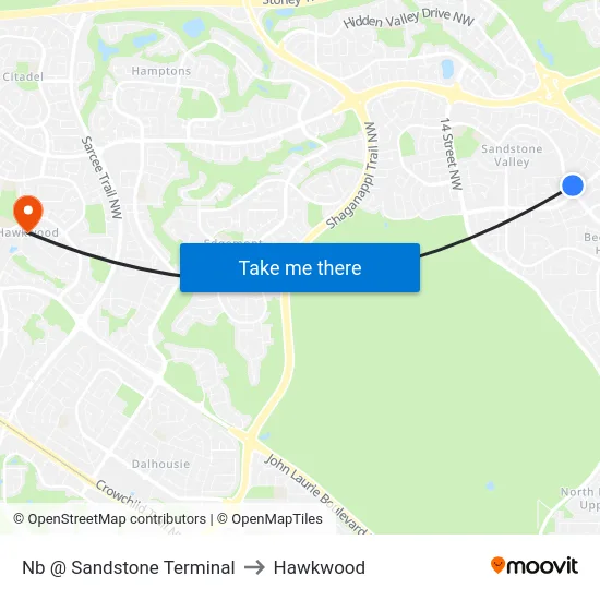Nb @ Sandstone Terminal to Hawkwood map