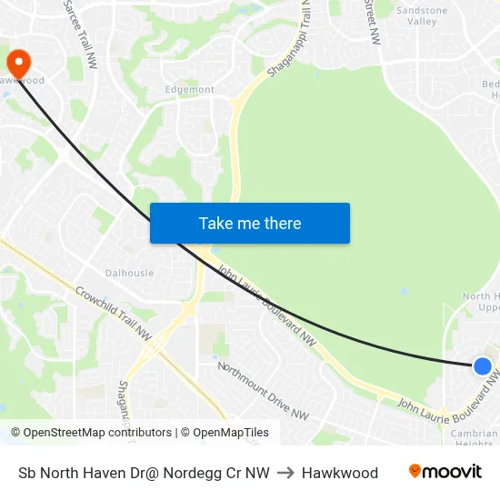 Sb North Haven Dr@ Nordegg Cr NW to Hawkwood map