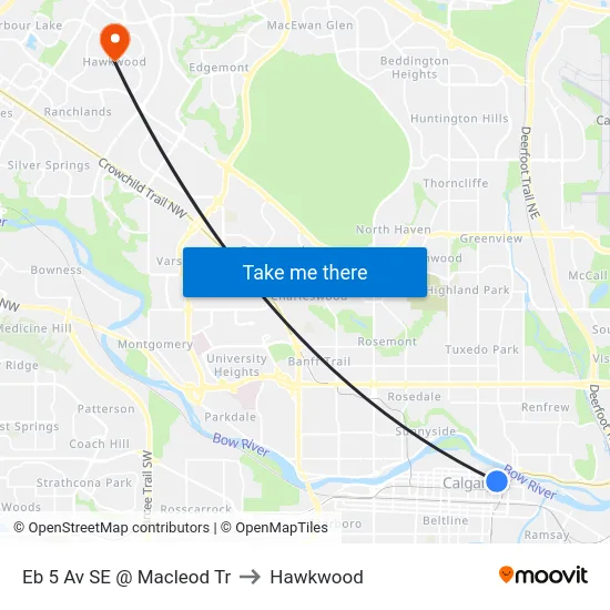 Eb 5 Av SE @ Macleod Tr to Hawkwood map