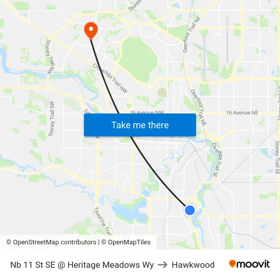 Nb 11 St SE @ Heritage Meadows Wy to Hawkwood map
