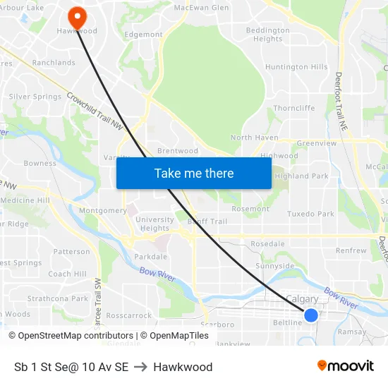 Sb 1 St Se@ 10 Av SE to Hawkwood map