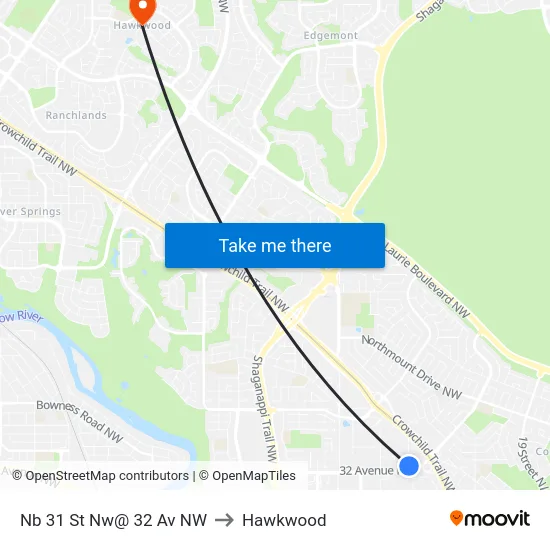 Nb 31 St Nw@ 32 Av NW to Hawkwood map