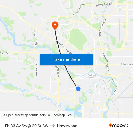 Eb 33 Av Sw@ 20 St SW to Hawkwood map