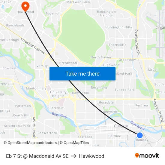 Eb 7 St @ Macdonald Av SE to Hawkwood map