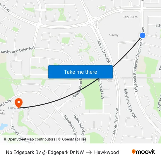 Nb Edgepark Bv @ Edgepark Dr NW to Hawkwood map