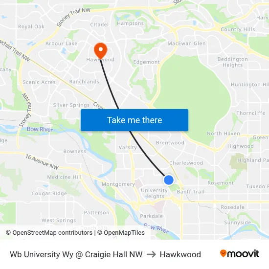 Wb University Wy @ Craigie Hall NW to Hawkwood map