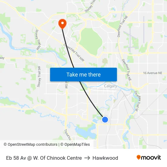 Eb 58 Av @ W. Of Chinook Centre to Hawkwood map