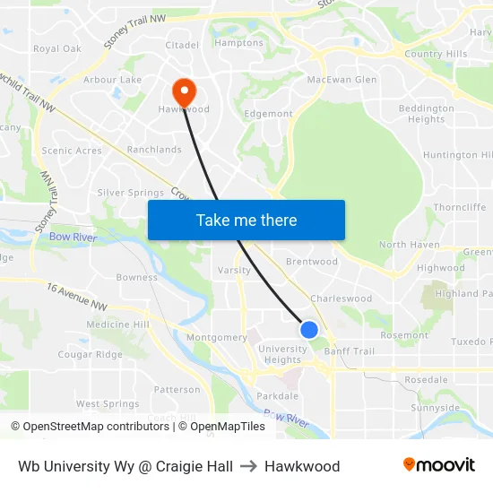 Wb University Wy @ Craigie Hall to Hawkwood map