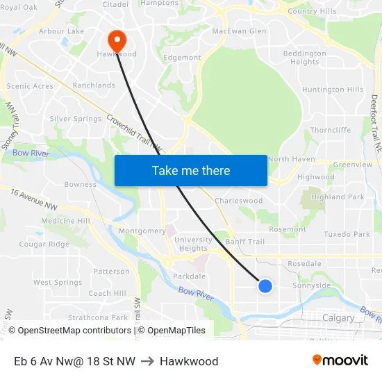 Eb 6 Av Nw@ 18 St NW to Hawkwood map