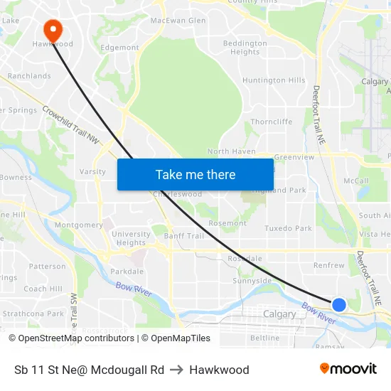 Sb 11 St Ne@ Mcdougall Rd to Hawkwood map