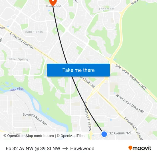 Eb 32 Av NW @ 39 St NW to Hawkwood map