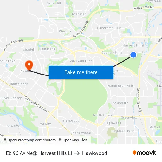 Eb 96 Av Ne@ Harvest Hills Li to Hawkwood map