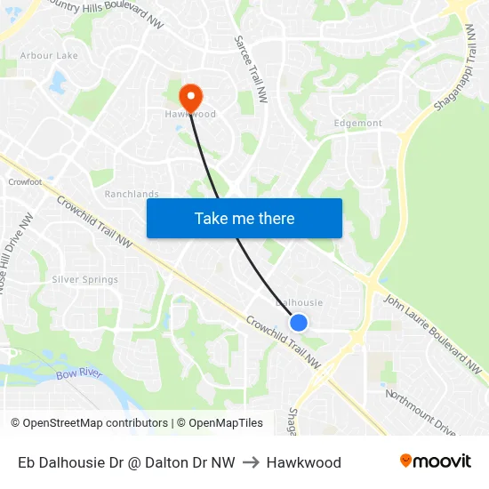 Eb Dalhousie Dr @ Dalton Dr NW to Hawkwood map