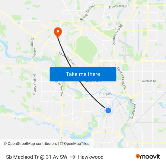 Sb Macleod Tr @ 31 Av SW to Hawkwood map