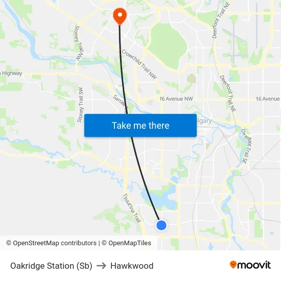 Oakridge Station (Sb) to Hawkwood map