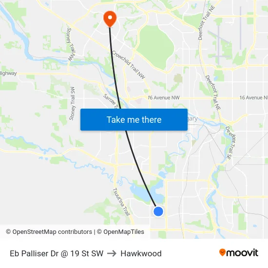 Eb Palliser Dr @ 19 St SW to Hawkwood map