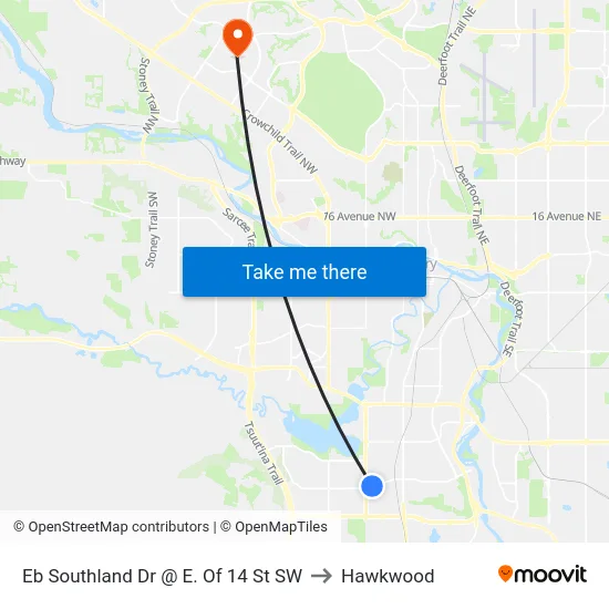Eb Southland Dr @ E. Of 14 St SW to Hawkwood map