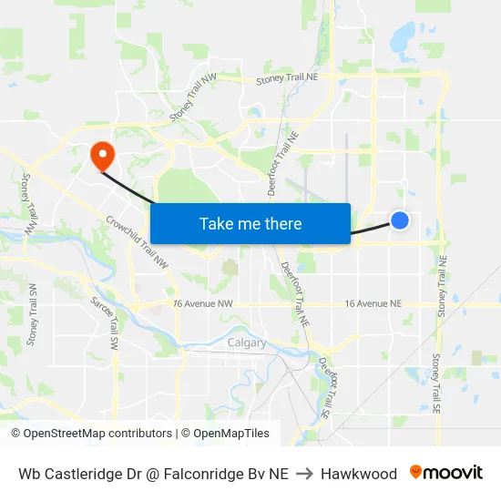 Wb Castleridge Dr @ Falconridge Bv NE to Hawkwood map