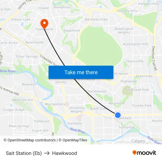 Sait Station (Eb) to Hawkwood map