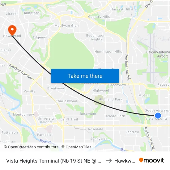 Vista Heights Terminal (Nb 19 St NE @ 24 Av Ne) to Hawkwood map