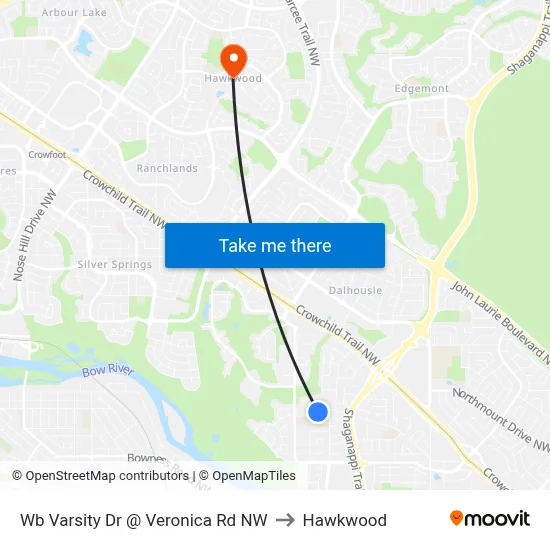 Wb Varsity Dr @ Veronica Rd NW to Hawkwood map