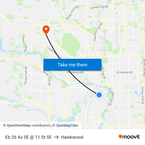 Eb 26 Av SE @ 11 St SE to Hawkwood map