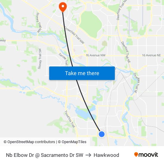 Nb Elbow Dr @ Sacramento Dr SW to Hawkwood map