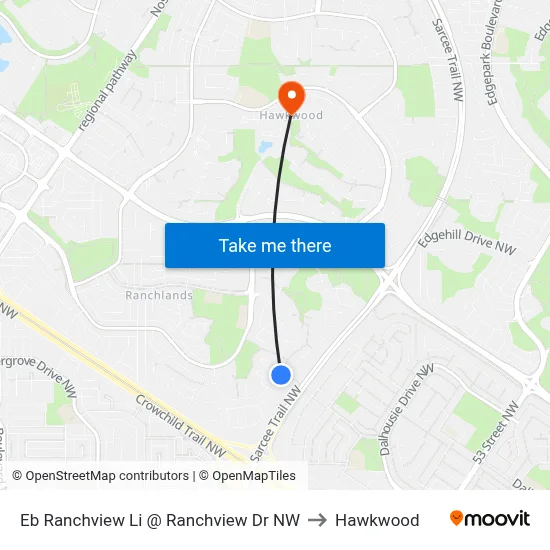 Eb Ranchview Li @ Ranchview Dr NW to Hawkwood map