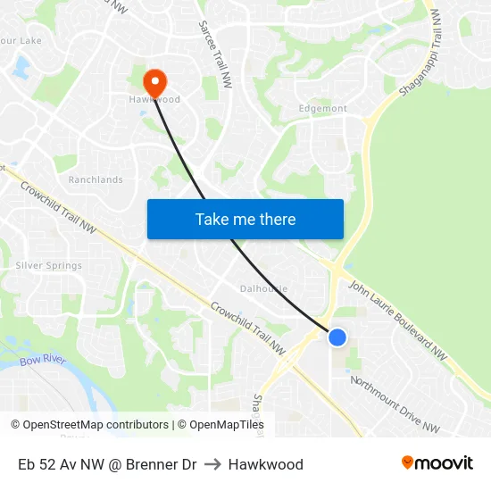 Eb 52 Av NW @ Brenner Dr to Hawkwood map