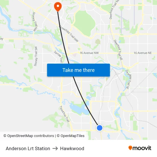 Anderson Lrt Station to Hawkwood map