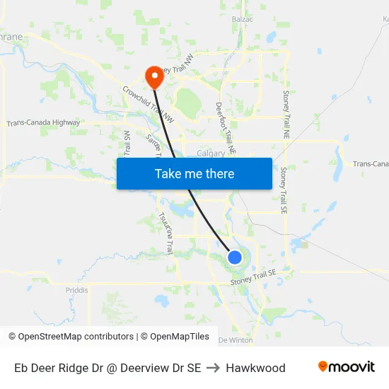 Eb Deer Ridge Dr @ Deerview Dr SE to Hawkwood map