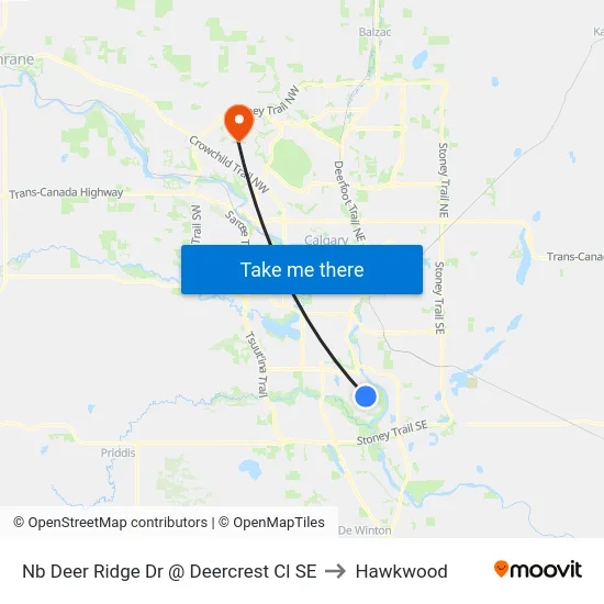Nb Deer Ridge Dr @ Deercrest Cl SE to Hawkwood map
