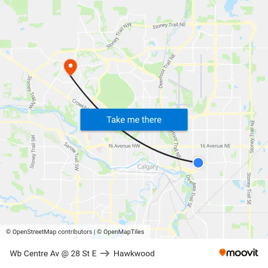 Wb Centre Av @ 28 St E to Hawkwood map