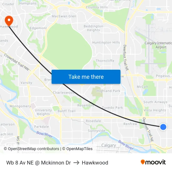 Wb 8 Av NE @ Mckinnon Dr to Hawkwood map